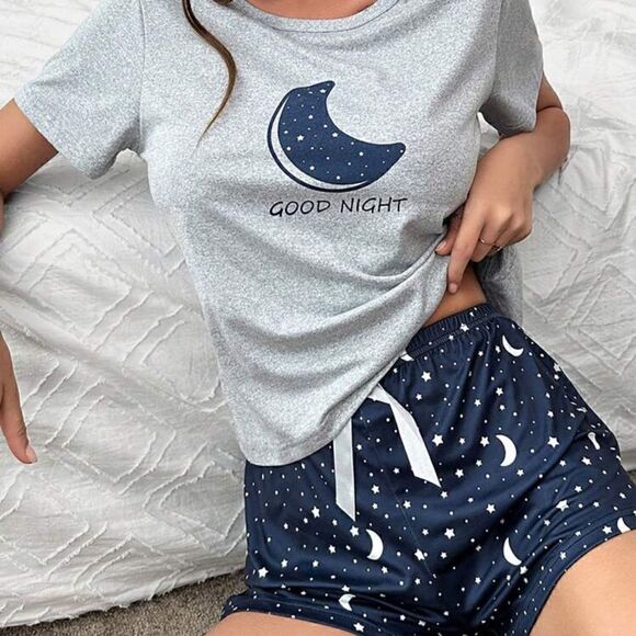 Moon Print Two Piece Soft Pajama Set - Picture 8 of 8